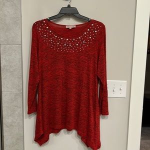 . Pretty red and black top which is suitable for holiday parties